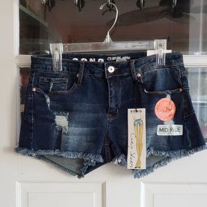 SONG Curvy Mid rise Distressed Denim Short